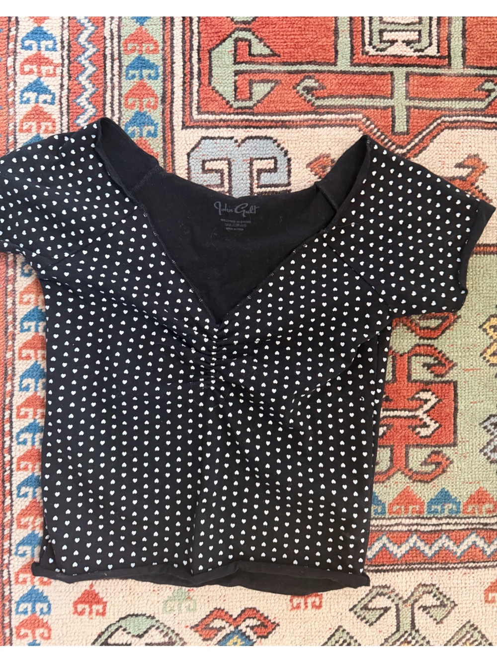 Black Heart-Print cropped Top